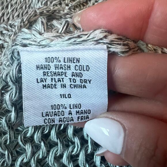 Eileen Fisher Open Knit 100% Linen Sweater Mock Neck Sleeveless Tunic Top 3X - Picture 10 of 10